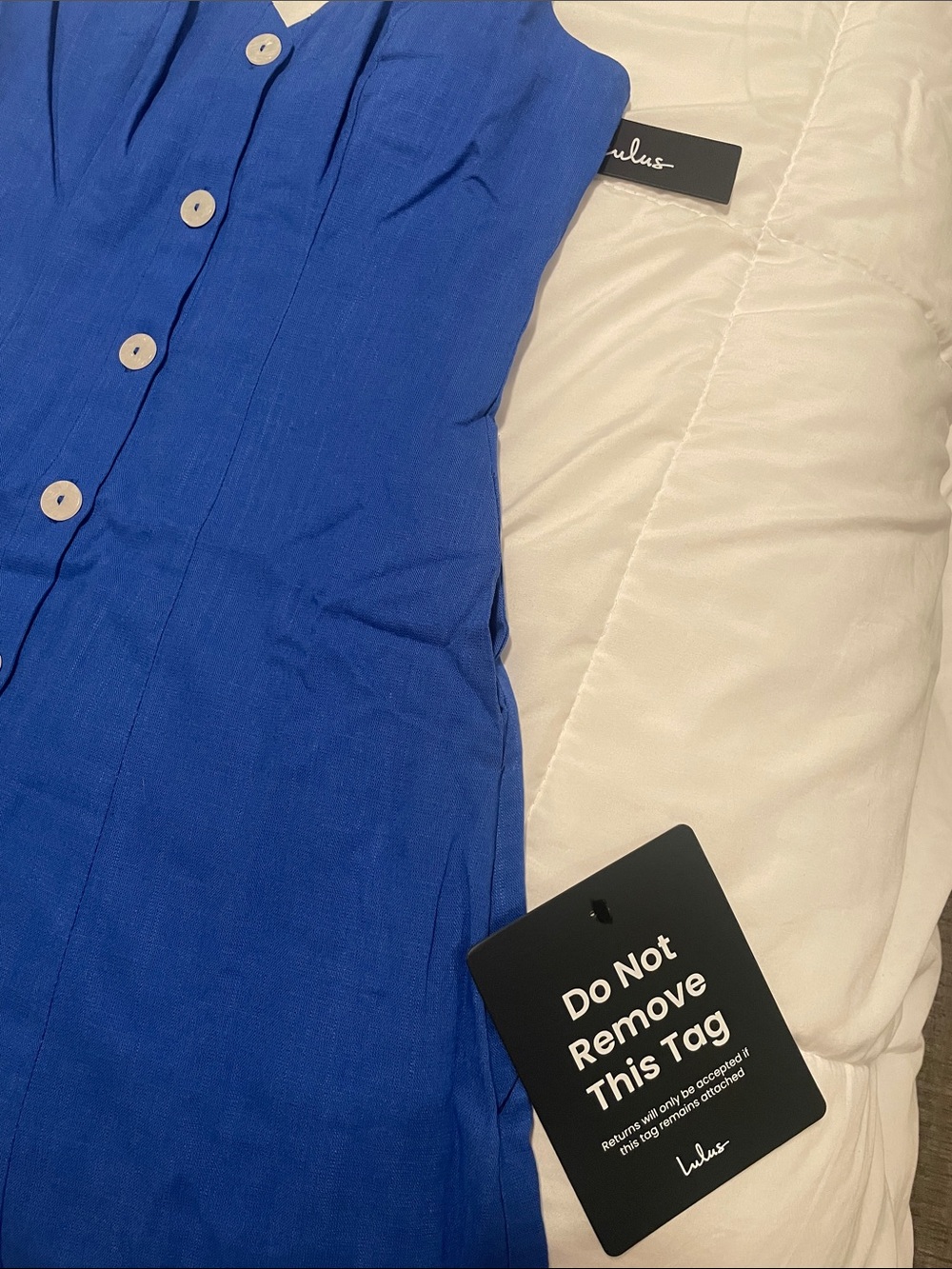 Lulu's Bright Blue Button-Front Mini Dress - Picture 5 of 5